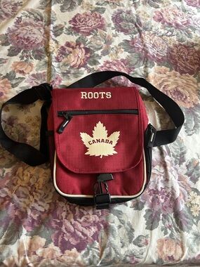 New Roots Nylon Messenger Bag with Maple Leaf Unisex